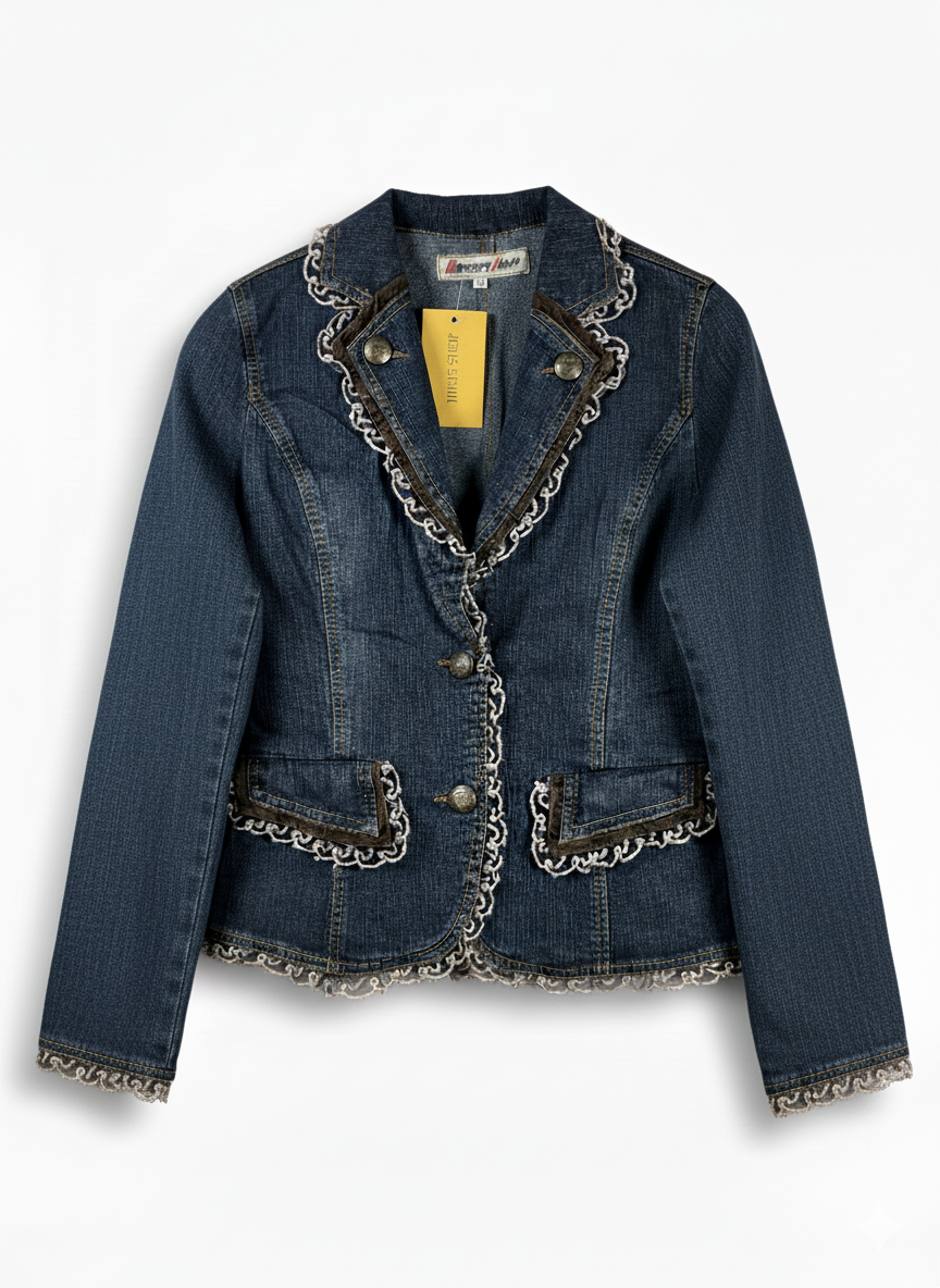 Secondhand Branded Bolero Coat by STREET WEAR, BLUE JEAN POLYSTER fabric, PREMIUM PLUS condition, for Women - Online Thrift Shop Lahore Pakistan