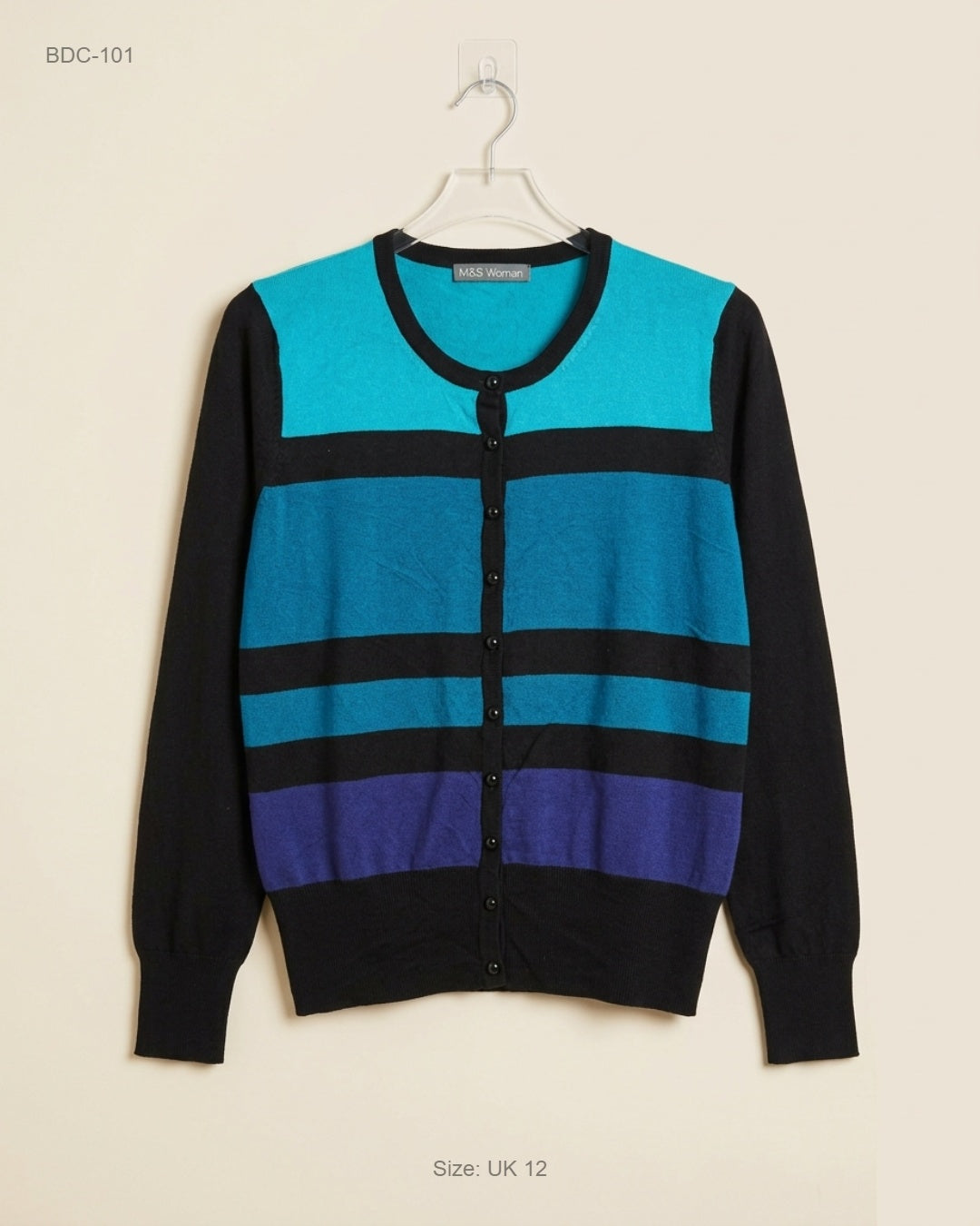M&S Women (BDC-101) Striped Button-Up Cardigan