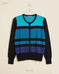 M&S Women (BDC-101) Striped Button-Up Cardigan