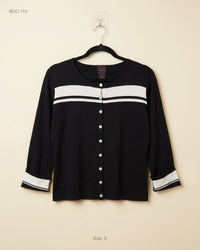 COLOR WORKS (BDC-114) Black & Offwhite Button Down Cardigans