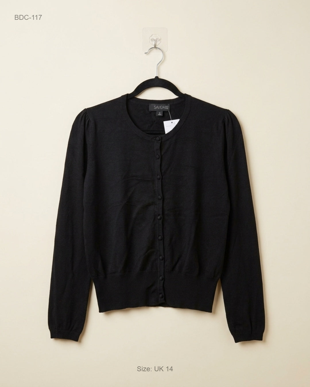 Preloved Premium Button Down Cardigans by SAVIDA, Black Viscose for Women - OTS Thrift Shop Peshawar Pakistan