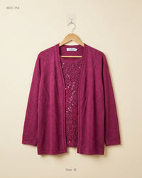 HONOR MILLBURN (BDC-118) Burgundy Button Down Cardigans