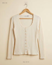 LUCY MECKLENBURGH (BDC-120) Off White Button Down Cardigans