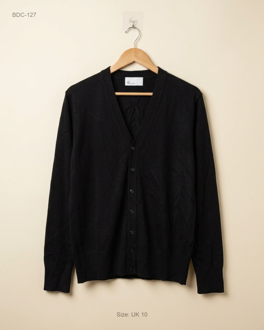 Preloved Premium Button Down Cardigans by BHS, Black Viscose for Women - OTS Thrift Shop Karachi Pakistan