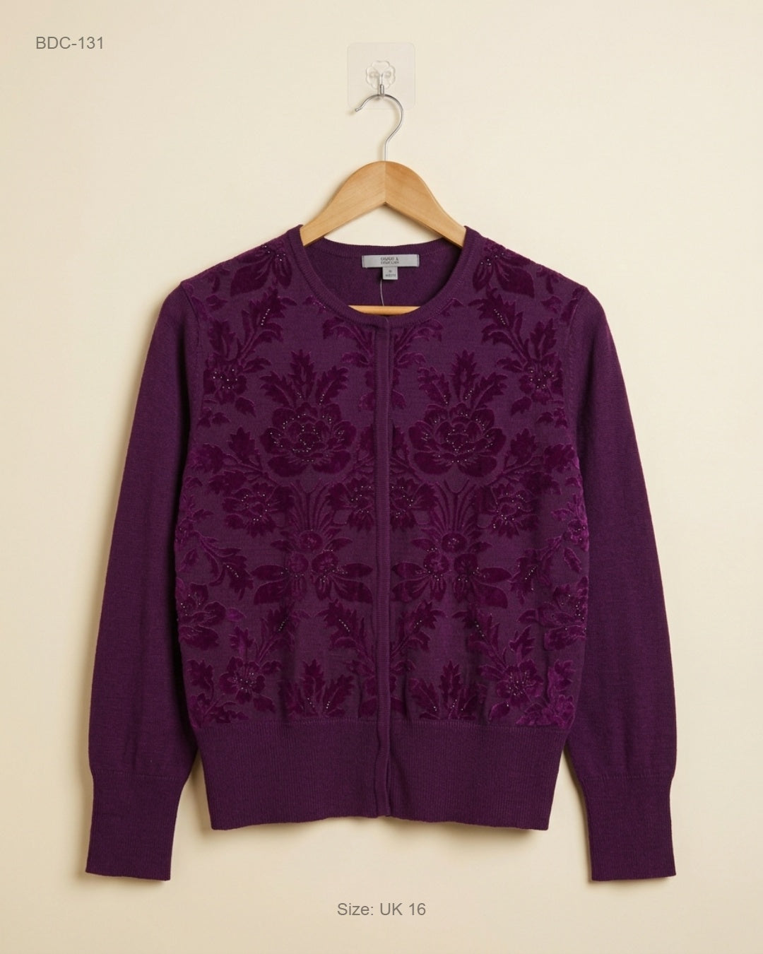Secondhand Branded Button Down Cardigans by Marks & Spencer, Purple Acrylic fabric, Premium condition, for Women - Online Thrift Shop Karachi Pakistan