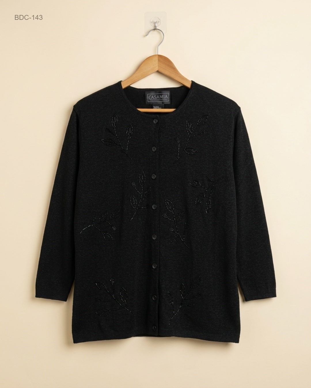 Secondhand Branded Button Down Cardigans by Casamia, Black Polyester fabric, Premium condition, for Women - Online Thrift Shop Islamabad Pakistan