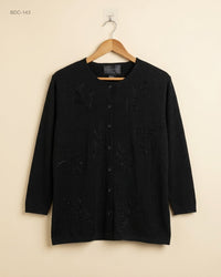 CASAMIA (BDC-143) Black Button Down Cardigans