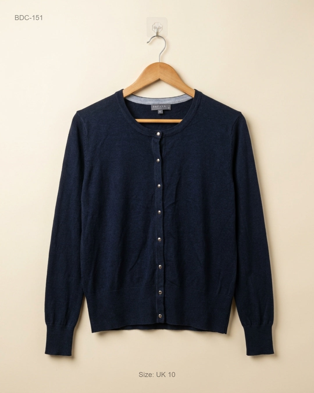 Secondhand Branded Button Down Cardigans by Papaya, Blue Viscose fabric, Premium condition, for Women - Online Thrift Shop Karachi Pakistan