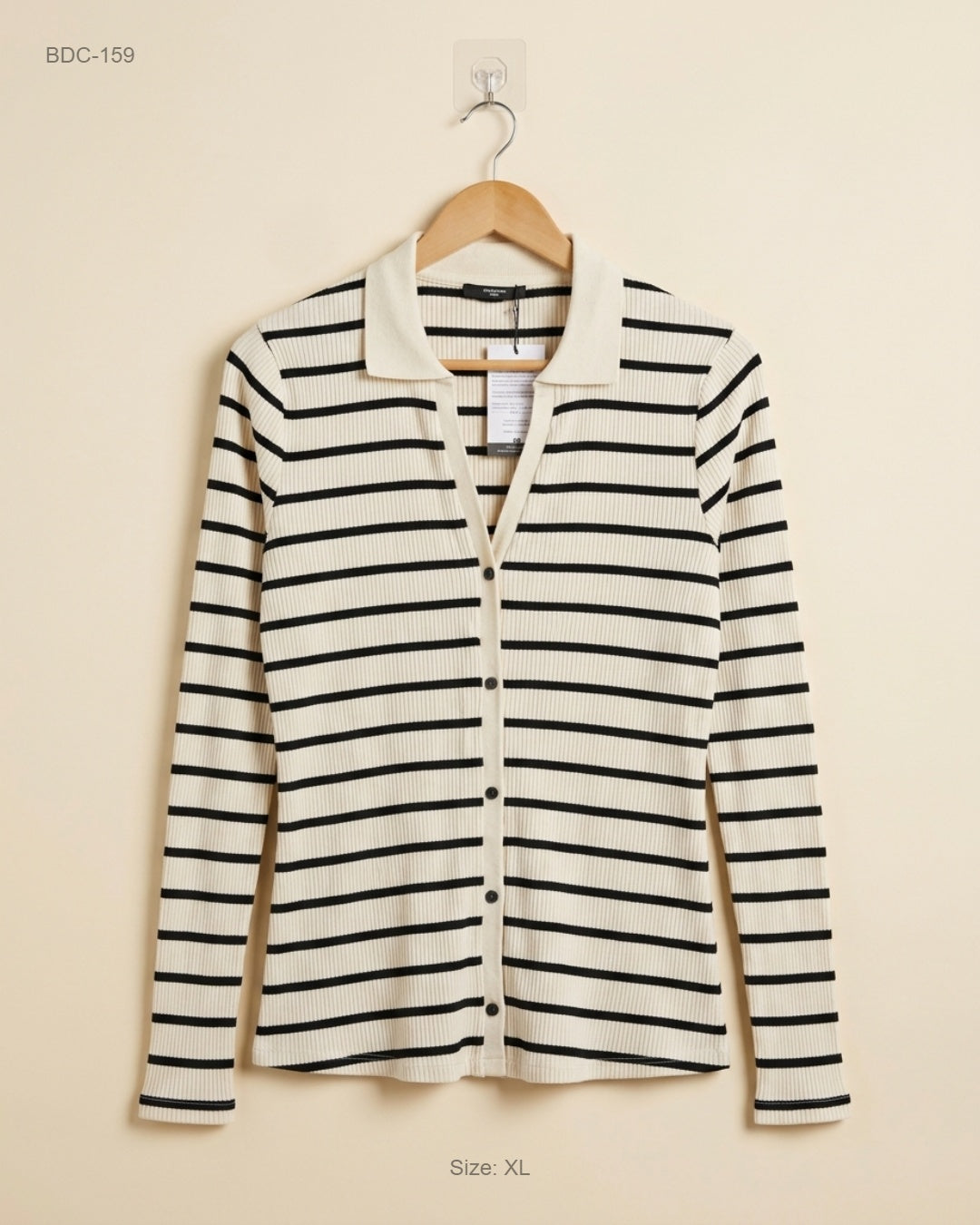 DUNNES (BDC-159) Offwhite & Black Button Down Cardigans