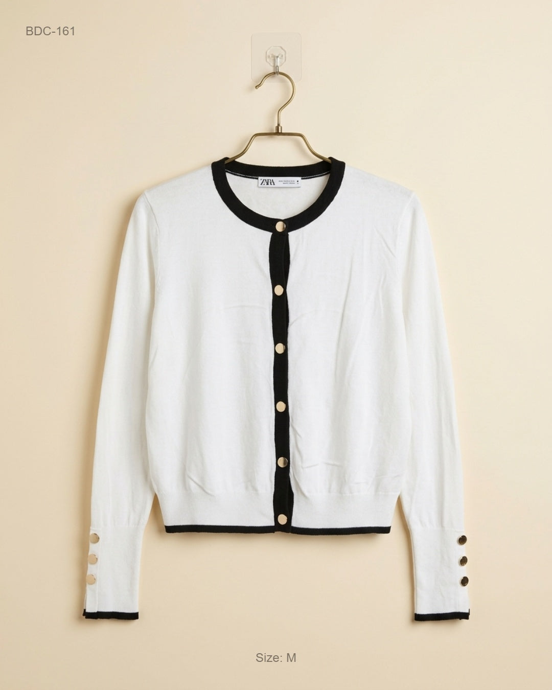 Shop Premium Button Down Cardigans by Zara | Preloved Branded Clothes | Black & White Viscose | Women | OTS Thrift Store Karachi Pakistan