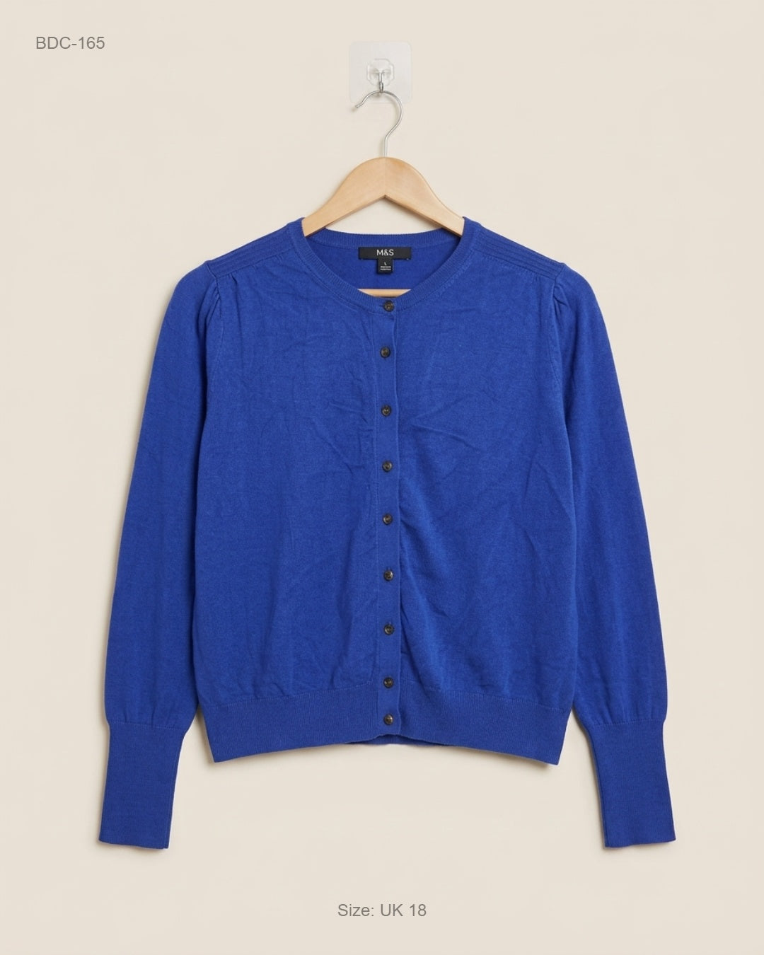 Secondhand Branded Button Down Cardigans by M&S Collection, RoyalBlue Viscose fabric, Excellent condition, for Women - Online Thrift Shop Lahore Pakistan