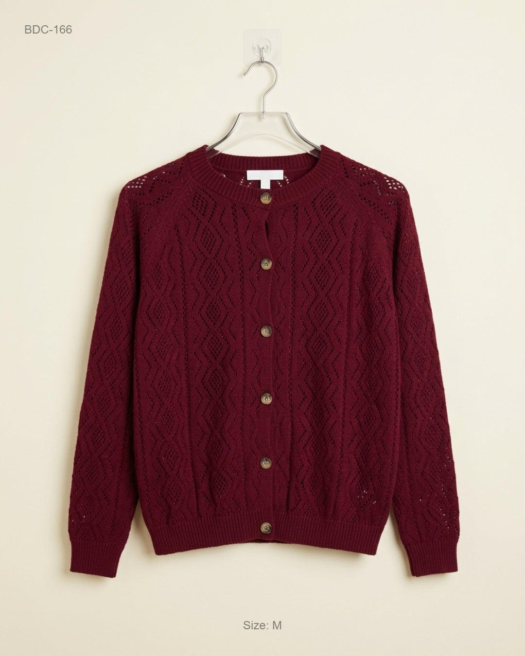 Preloved Premium Button Down Cardigans by SHEIN, Maroon Acrylic for Women - OTS Thrift Shop Islamabad Pakistan
