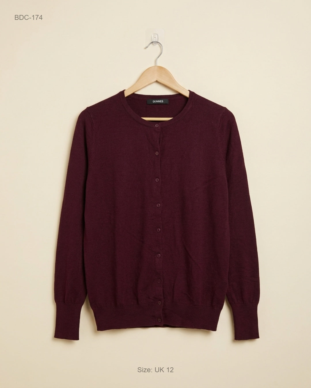 DUNNES (BDC-174) Burgundy Button Down Cardigans