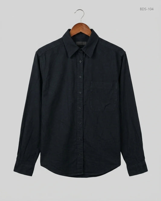 Preloved Premium Button Down Shirt by CUT LABEL, Black Cotton for Womens - OTS Thrift Shop Islamabad Pakistan