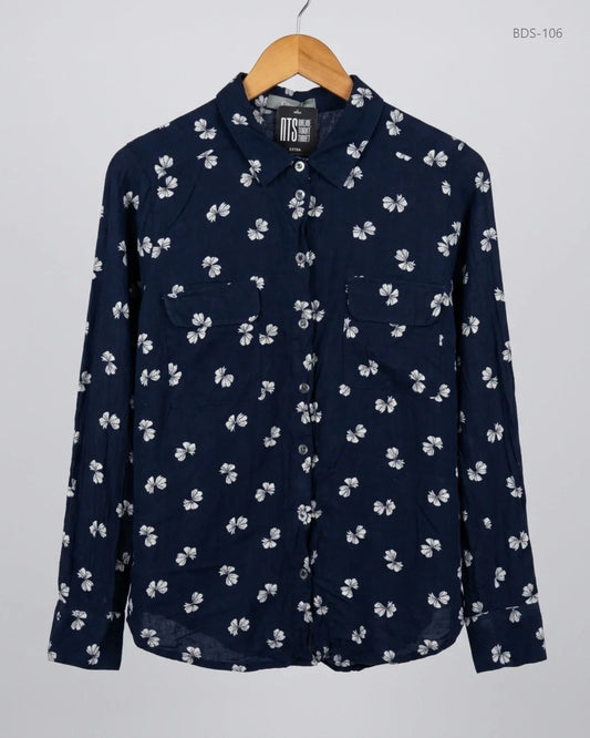 Premium Condition Button Down Shirt | Preloved OASIS | Navy Blue Cotton | Thrift Shop for Womens Islamabad Pakistan | OTS