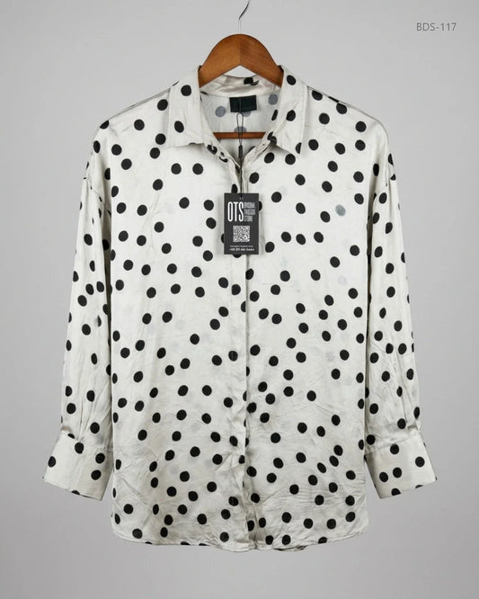 Preloved Premium Button Down Shirt by NEEL, OffWhite Polyester for Womens - OTS Thrift Shop Peshawar Pakistan