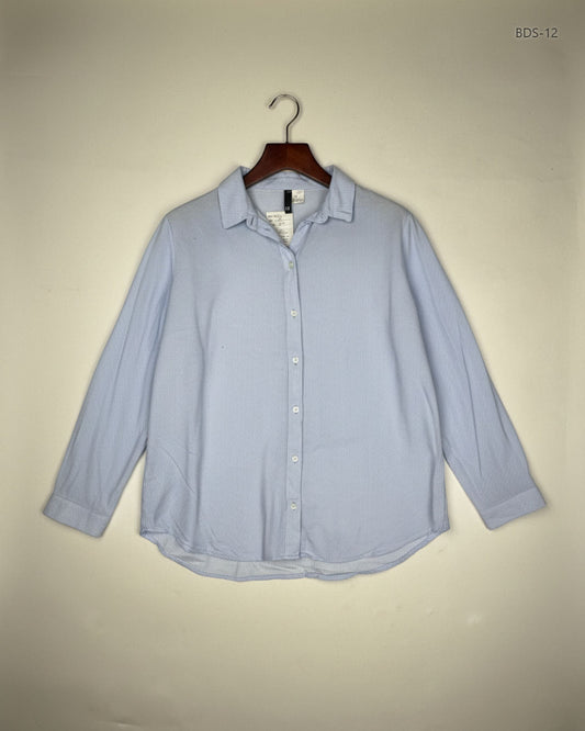 Button Down Shirt | DIVIDED | Preloved Branded | Blue Cotton | Premium | OTS Thrift Store Peshawar Pakistan