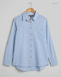 MARKS & SPENCER (BDS-120) Skyblue & White Button Down Shirt