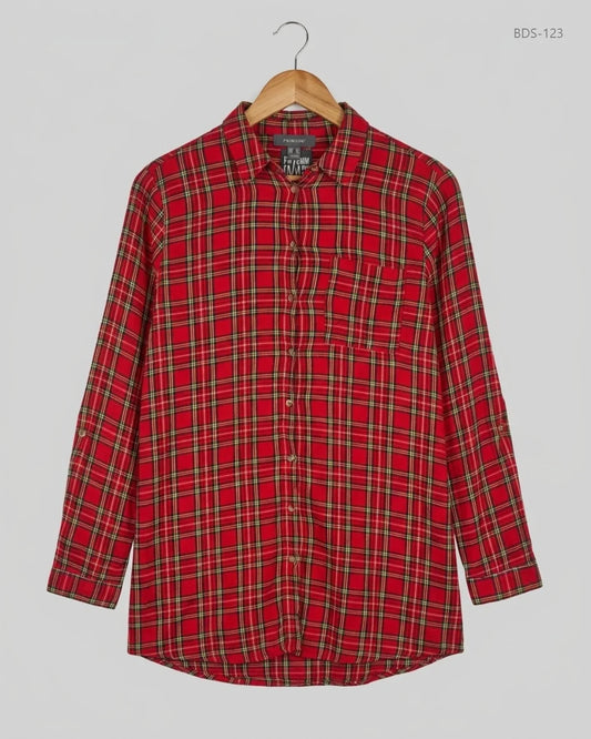 Button Down Shirt | Primark | Preloved Branded | Red Viscose | Premium | OTS Thrift Store Islamabad Pakistan