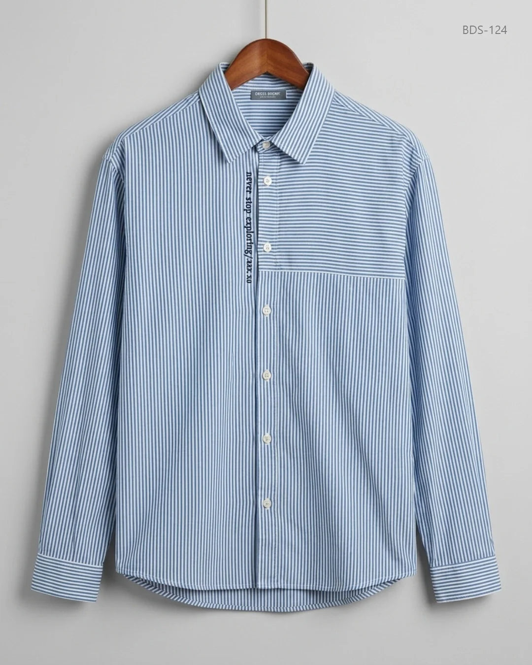 Secondhand Branded Button Down Shirt by BRENN, Blue Cotton fabric, Premium condition, for Womens - Online Thrift Shop Lahore Pakistan