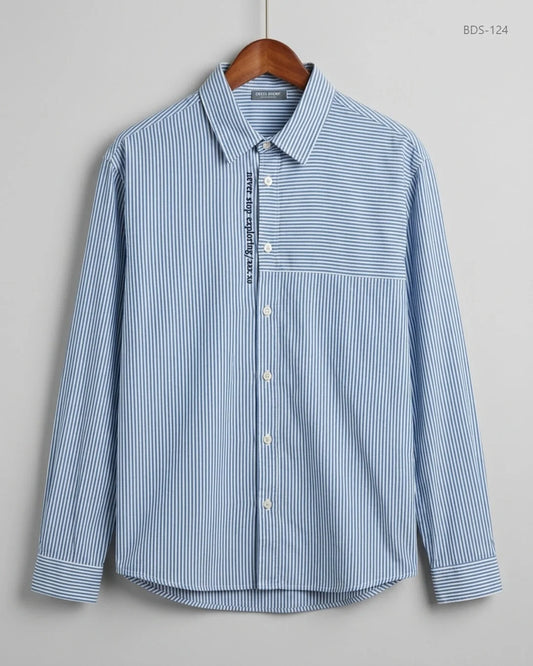 Secondhand Branded Button Down Shirt by BRENN, Blue Cotton fabric, Premium condition, for Womens - Online Thrift Shop Lahore Pakistan