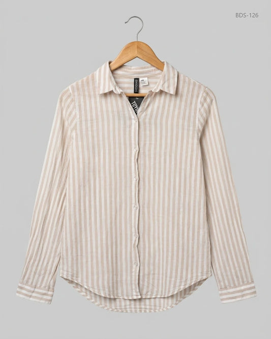 Excellent Condition Button Down Shirt | Preloved H&M | Beige Cotton | Thrift Shop for Womens Islamabad Pakistan | OTS