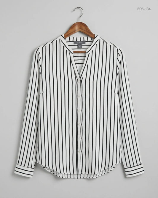 Preloved Excellent Button Down Shirt by Primark, Black & White VISCOSE for Womens - OTS Thrift Shop Islamabad Pakistan