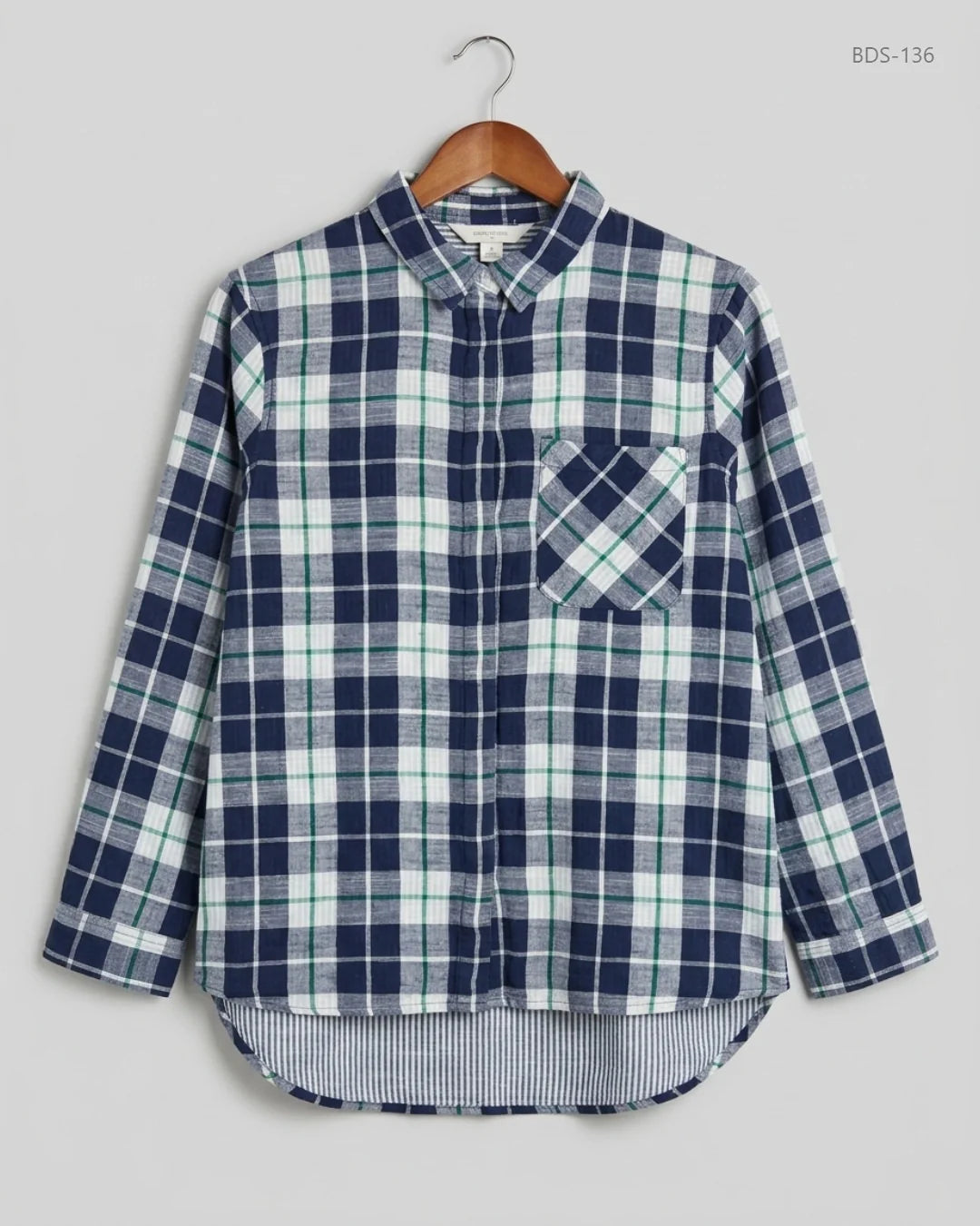 Preloved Premium Button Down Shirt by Marks & Spencer, Blue Cotton for Womens - OTS Thrift Shop Islamabad Pakistan