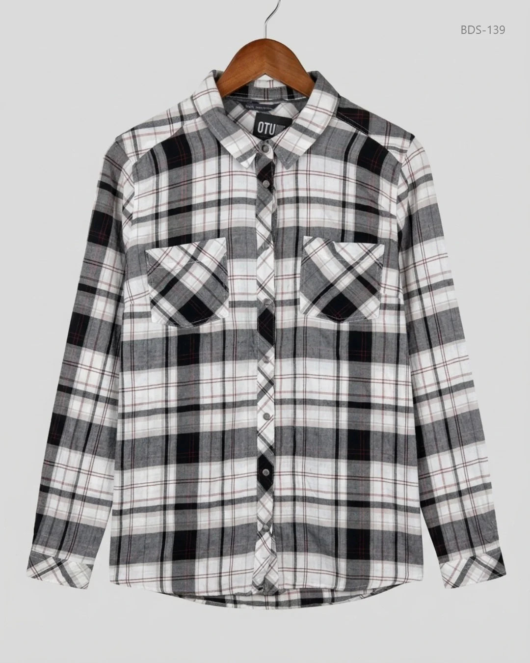 Shop Premium Button Down Shirt by Marks & Spencer | Preloved Branded Clothes | Black & White Cotton | Womens | OTS Thrift Store Karachi Pakistan