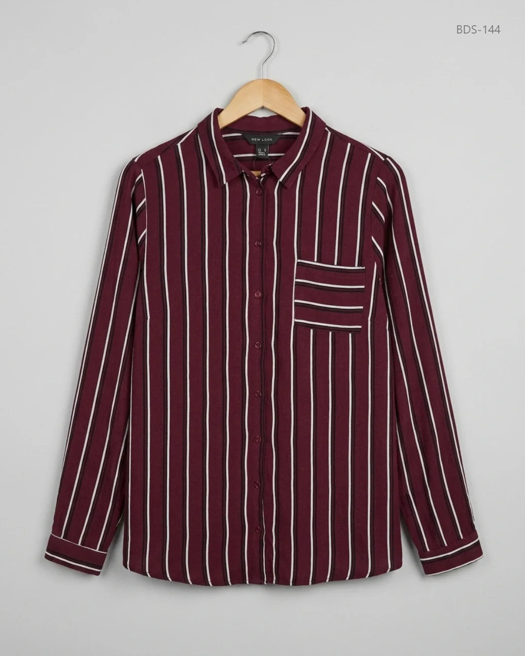 Button Down Shirt | New Look | Preloved Branded | Maroon POLYESTER | Premium | OTS Thrift Store Peshawar Pakistan