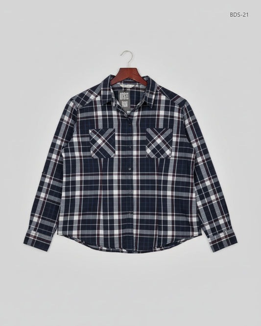 Preloved Premium Button Down Shirt by Peacocks, Blue Cotton for Women - OTS Thrift Shop Lahore Pakistan