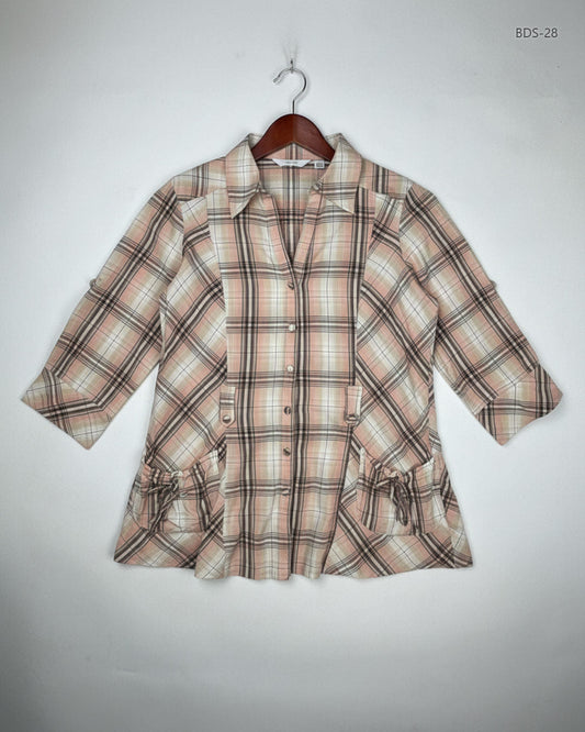 Secondhand Branded Button Down Shirt by NEXT, Brown Cotton fabric, Premium condition, for Women - Online Thrift Shop Karachi Pakistan