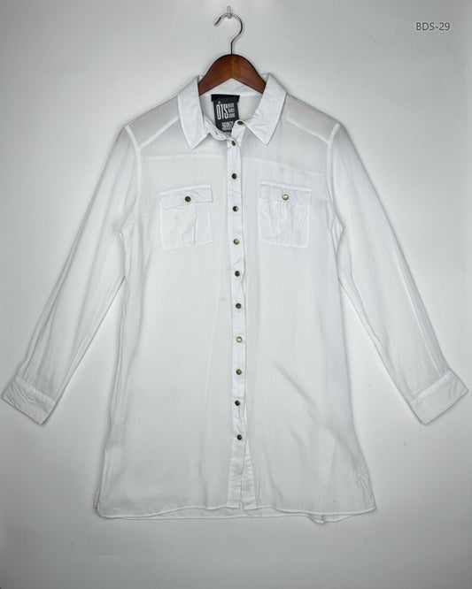 UK Imported secondhand Button Down Shirt - Atmosphere brand, White Cotton, Premium condition, for Women - Online Thrift Store Islamabad Pakistan