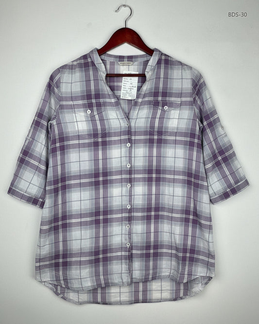 Premium Condition Button Down Shirt | Preloved Marks & Spencer | Purple Cotton | Thrift Shop for Women Karachi Pakistan | OTS