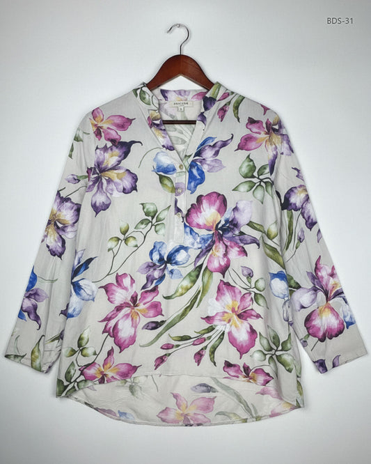 Button Down Shirt | Unknow | Preloved Branded | Multi Polyester | Premium | OTS Thrift Store Karachi Pakistan