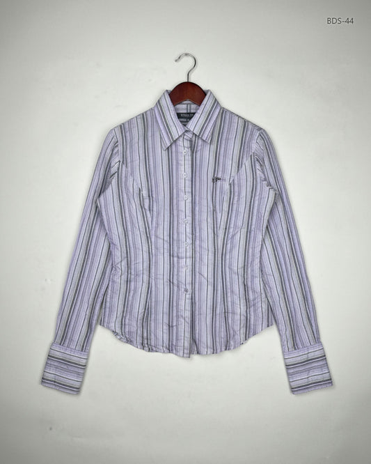 Secondhand Branded Button Down Shirt by TM Lewin, Violet Cotton fabric, Premium condition, for Women - Online Thrift Shop Lahore Pakistan