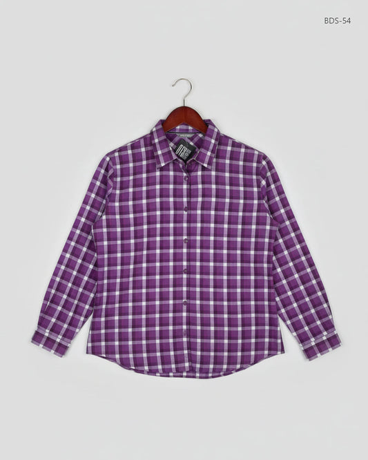 Preloved Premium Button Down Shirt by Rohan, Purple Cotton for Women - OTS Thrift Shop Lahore Pakistan