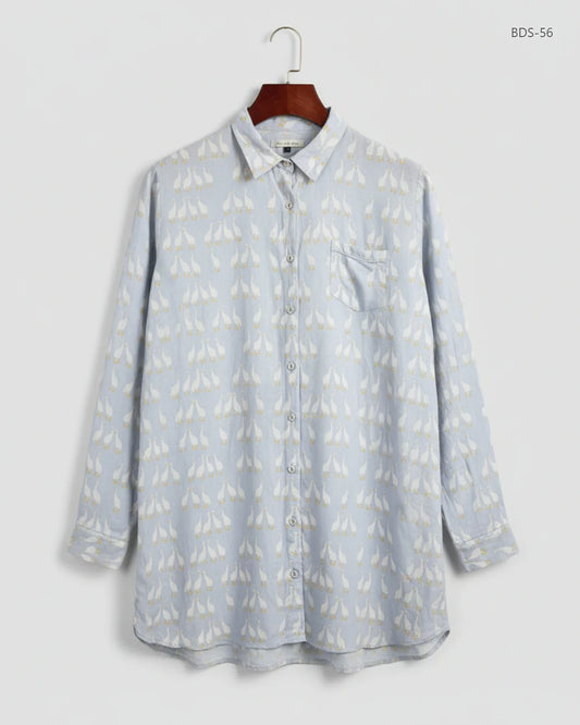 Shop Premium Button Down Shirt by Maison de nimes | Preloved Branded Clothes | Lilac Cotton | Women | OTS Thrift Store Karachi Pakistan