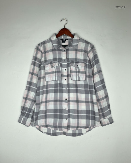 Shop Premium Button Down Shirt by F&F | Preloved Branded Clothes | Pink Cotton | Women | OTS Thrift Store Peshawar Pakistan