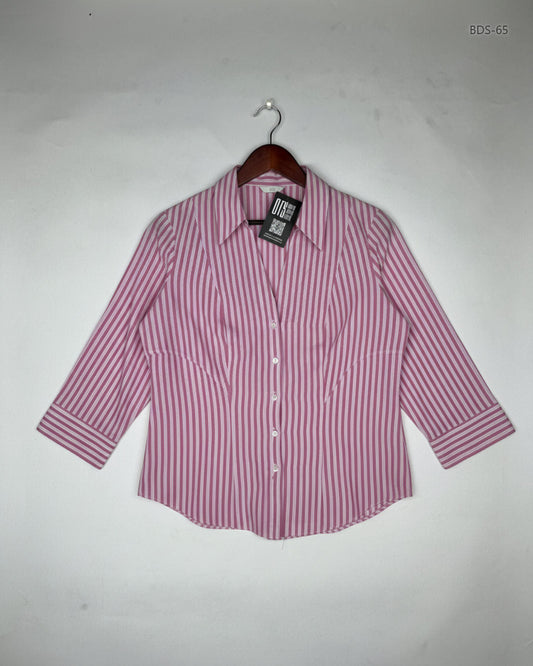 Premium Condition Button Down Shirt | Preloved Marks & Spencer | Pink Polyester | Thrift Shop for Women Peshawar Pakistan | OTS