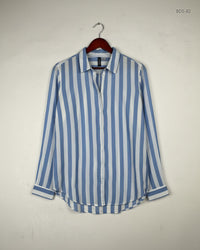 H&M White & Blue Women's Button Down Shirt (BDS-82)
