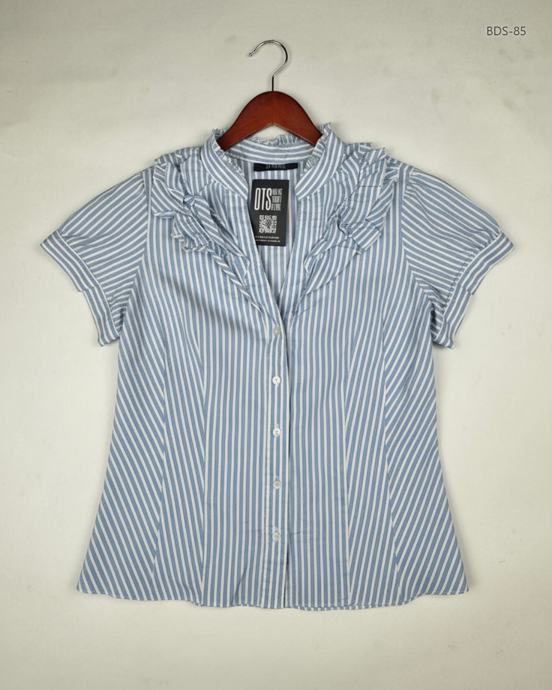 DUNNES STORE White & Blue Women's Button Down Shirt (BDS-85)