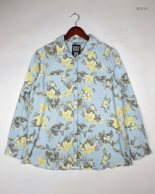 Shop Premium Button Down Shirt by spirit | Preloved Branded Clothes | SkyBlue Viscose | Women | OTS Thrift Store Islamabad Pakistan