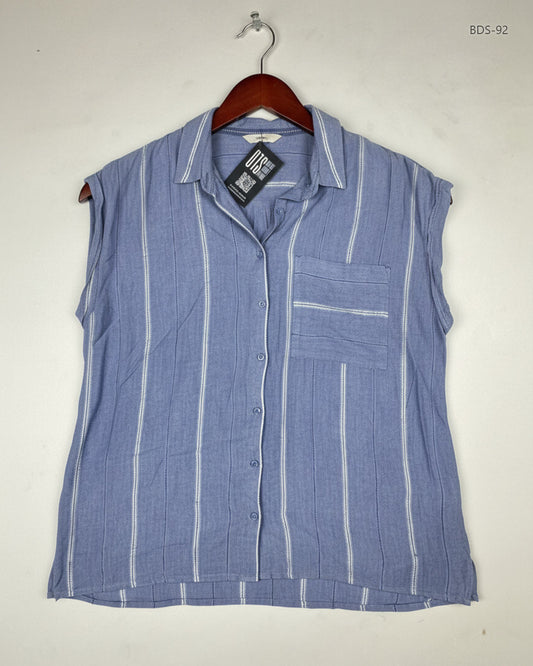 Secondhand Branded Button Down Shirt by Next, Blue Cotton fabric, Premium condition, for Women - Online Thrift Shop Islamabad Pakistan
