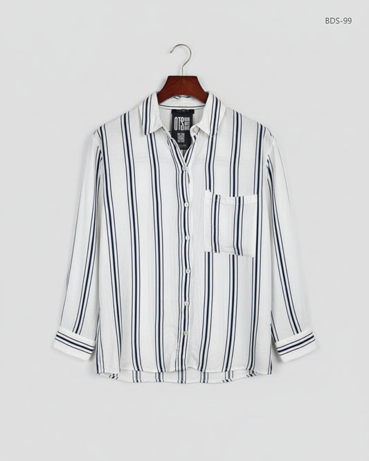 UK Imported secondhand Button Down Shirt - Bershka brand, White Cotton, Premium condition, for Women - Online Thrift Store Karachi Pakistan