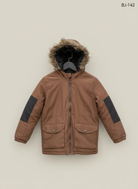 UK Imported secondhand Winter Boys Jackets - Unknown brand, Brown Polyester, Good condition, for Boys - Online Thrift Store Karachi Pakistan