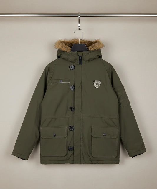 Secondhand Branded Winter Boys Jackets by Y.F.K, Green Polyester fabric, Excellent condition, for Boys - Online Thrift Shop Islamabad Pakistan