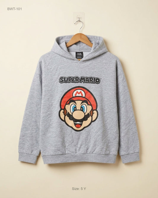 Secondhand Branded Boys Winter Tops by Super Mario, Grey Cotton fabric, Premium condition, for Boys - Online Thrift Shop Lahore Pakistan