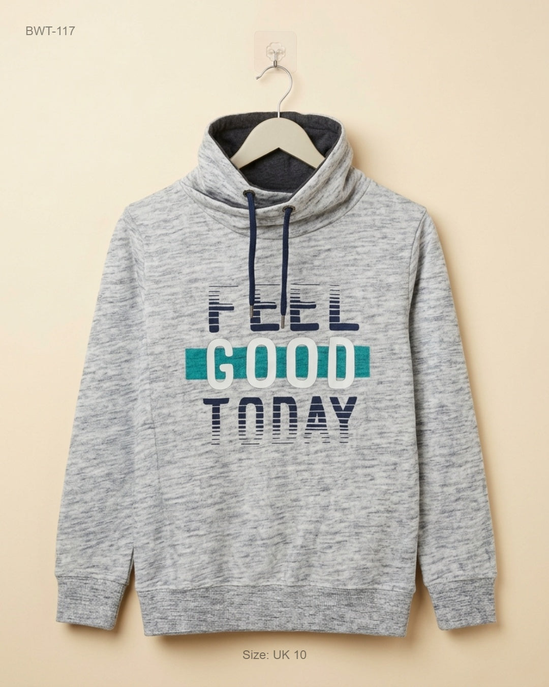 INEXTENSO (BWT-117) Cowl Neck Graphic Sweatshirt