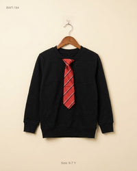 George (BWT-184) Kids' Crewneck Sweatshirt with Faux Tie